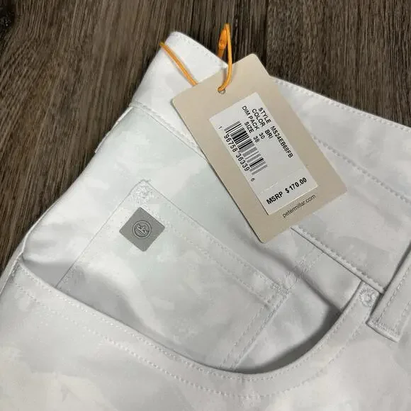 NWT Peter Millar Men's EB66 Brushstroke Camo Five-Pocket Golf Pants Grey 38x30